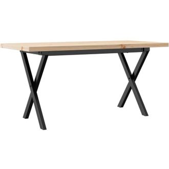 vidaXL Coffee Table X-Frame 100x50x45.5 cm Solid Wood Pine and Steel Vidaxl