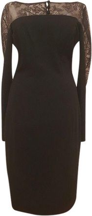 Carolina Herrera Black Crepe & Lace Sheath Dress Size M