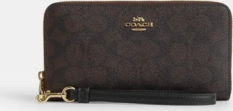 Coach Long Zip Around Wallet In Signature Canvas