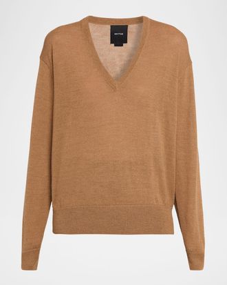 Smythe Boyfriend V-Neck Wool Sweater