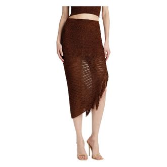 Simona Corsellini Midi Skirts, female, Brown, Size: XS Viscose Midi Skirt