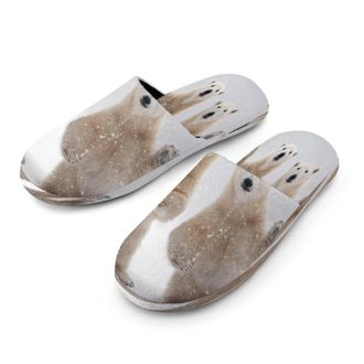 Generic Two Polarbears Funny Mens Cozy Memory Foam Slippers Warm Cotton House Shoes Comfy Slipper for Indoor Outdoor