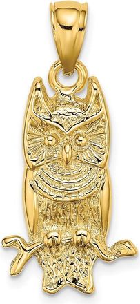 Diamond2Deal 14k Yellow Gold Textured Owl Charm