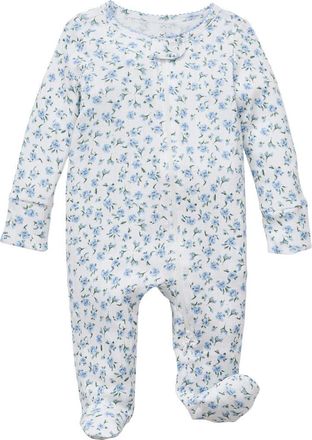 Petite Plume Blue Floral Pointelle Footie Romper at Nordstrom, Size 3-6M