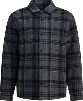 Vince Sherpa-Gevoerde Plaid Overhemdjas - Heren - Zomerjassen - Grijs - M - Leer - Jassen