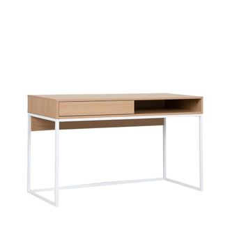 Klast Mesa escritorio efecto madera y metal blanca 120x78 cm