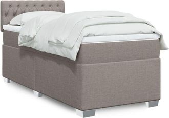 vidaXL Cama Box Spring Con Colch&oacute;n Tela Gris Taupe 90x200 Cm Vidaxl