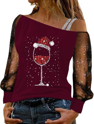 Generic Womens Sparkly Tops See Sheer Long Sleeve Sequin Tops Jumppers SexyPlain Crew Neck T Shirts Sweatshirts Loose Casual Blouse Dressy Tunic Shirt for Wom