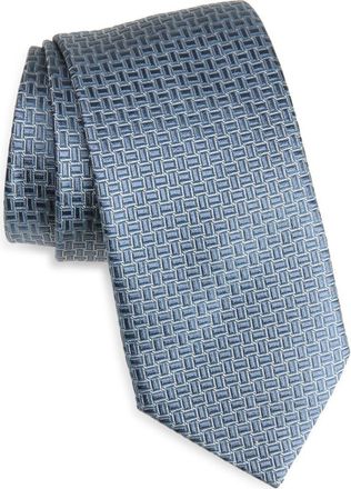 Canali Geometric Silk Tie in Light Blue at Nordstrom