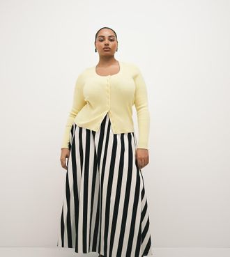 Asos Curve ASOS DESIGN Curve - Gonna a ruota voluminosa in rasatello di cotone a righe-Multicolore