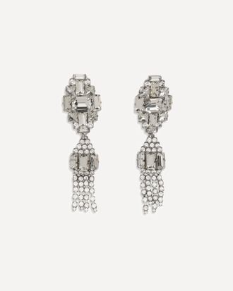 Alessandra Rich Silver-colored crystal drop Earrings Female UNI
