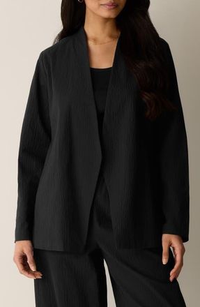 Eileen Fisher High Collar Cutaway Jacket in Black at Nordstrom, Size Small