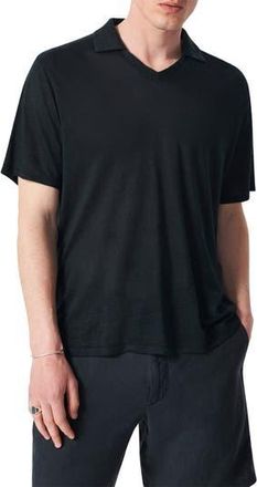 Rag & Bone Johnny Collar Linen Polo in Black at Nordstrom Rack, Size Xx-Large