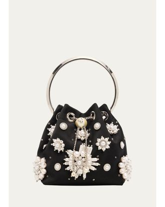 Jimmy Choo London Bon Bon Pearly Satin Bucket Bag