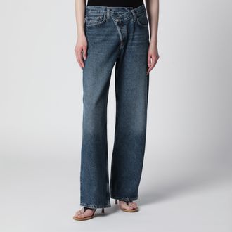 A Gold E Arc Criss Cross jeans in dark indigo denim