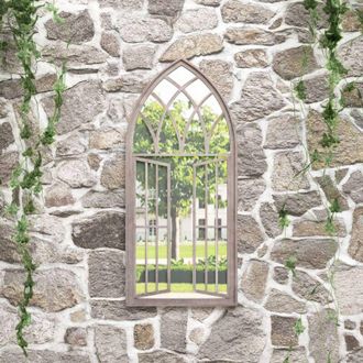 vidaXL Espejo De Jard&iacute;n Hierro Color Arena Para Exterior 100x45 Cm Vidaxl