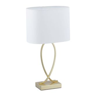 Relaxdays L&aacute;mpara Mesa, Luz Mesita De Noche, Pantalla Oval, 51 X 28 X 18 Cm, Casquillo E27, Para Sal&oacute;n, Dorada Y Blanca - Relaxdays