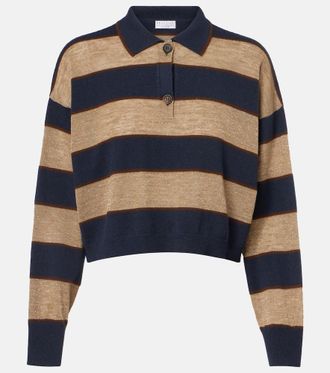 Brunello Cucinelli Wool, cashmere, and silk polo sweater