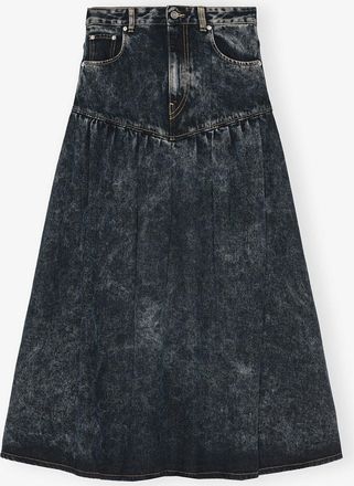 Ganni Black Washed Denim Skirt - Size 32 Tencel