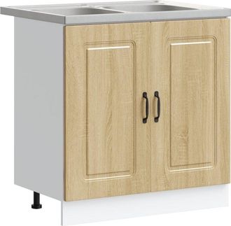vidaXL Kitchen Cabinet with Door Kalmar 2 pcs Brown 80 x 46 x 81.5 cm vidaXL