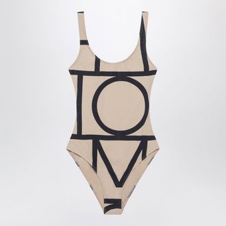 Toteme Beige swimsuit with monogram
