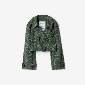 Burberry Cropped Baroque Viscose Blend Trench Jacket