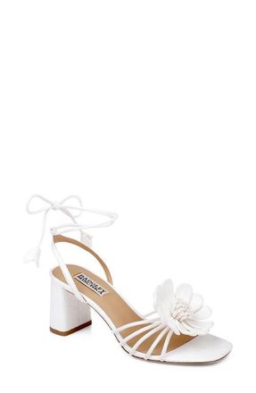 Badgley Mischka Wallflower Ankle Wrap Sandal in White Suede at Nordstrom, Size 7.5