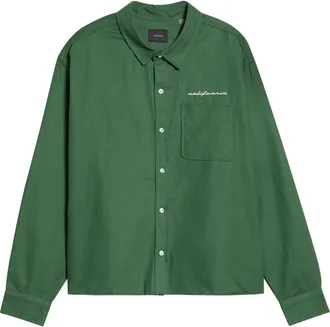 PacSun Sportster Cotton Canvas Button-Up Shirt in Green at Nordstrom, Size X-Large