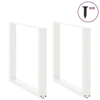 Berkfield Home Modern Coffee Table Legs U-Shaped 2 pcs White 80x(72-73) cm Steel
