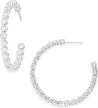 Nadri Blythe Prong Set Cubic Zirconia Hoop Earrings in Rhodium at Nordstrom Rack