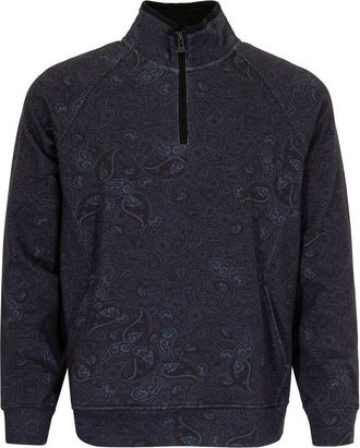 Lords of Harlech Craig Brushed Interlock Quarter Zip Pullover in Montgat Paisley Black at Nordstrom, Size Xx-Large