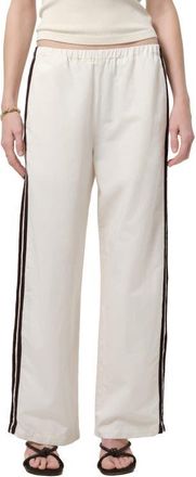 Citizens Of Humanity Aurora Side Stripe Cotton & Linen Track Pants in Cream at Nordstrom, Size Medium