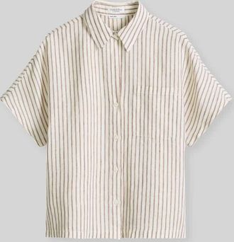 Marc O'Polo Relaxed Fit Kurzarmbluse aus reinem Leinen in Weiss, Gr&ouml;&szlig;e 38