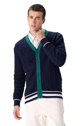Members Only Cable Knit Cardigan in Navy at Nordstrom, Size Xx-Large