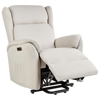 Beliani Beliani - Sill&oacute;n Reclinable El&eacute;ctrico Moderno De Tela Con Funci&oacute;n Elevadora Crema Elegy