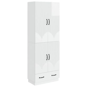 vidaXL Juego De Armarios 2 Uds. Blanco Brillante Madera De Ingenier&iacute;a Vidaxl