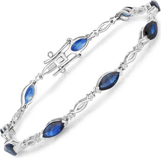 Diana M. Jewels Blue Sapphire Marquise 8x4mm - 9Pcs + White Diamond F/C Round 1.30mm( I1-I2/I color ) - 18Pcs ( Box Lock With Double Safety )