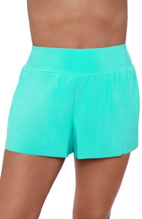 Aqua Green Beach Short High Waist Swimsuit Bottom in Midori at Nordstrom, Size Large