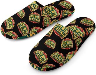 Generic Casino Slots 777 Big Win Mens Cozy Memory Foam Slippers Warm Cotton House Shoes Comfy Slipper for Indoor Outdoor