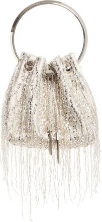 Jimmy Choo London Bon Bon Beaded Fringe Satin Bucket Bag in Silver/silver at Nordstrom