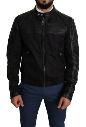 Dolce & Gabbana Leren Mouwen Jacket Zwart