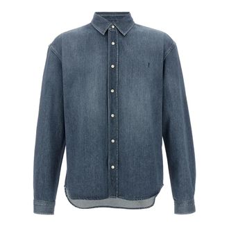 Saint Laurent Denim Shirts, male, Blue, Size: M Cassandre Shirt
