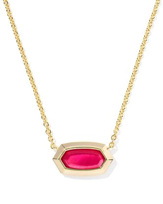 Kendra Scott Womens Elisa Bezel Short Pendant Necklace In Gold / Carmine Red Illusion