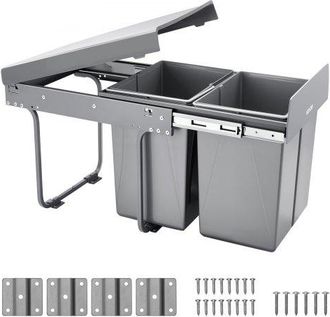 OEM Cubo De Basura Extra&iacute;ble A Armarios De Cocina, 20 L X 2, Para Debajo Del Fregadero, Bajo Encimera, Con Sistema Deslizante De Extensi&oacute;n Completa De Met