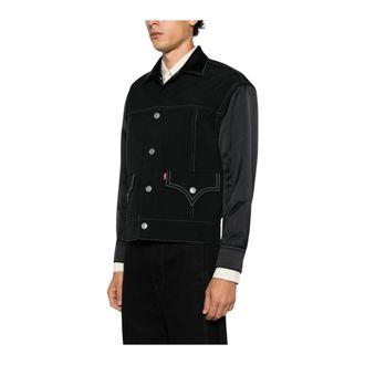 Junya Watanabe Contrast Panel Trucker Jacket - Heren - Jassen - Zwart - Maat: M Zijde