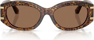 Dolce & Gabbana 55mm Oval Sunglasses in Leo Transparent/dark Brown at Nordstrom