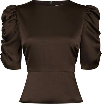 Neo Noir Benua Heavy Sateen Blouse - Dames - Blouses - Bruin - XL - Leer - Overhemden