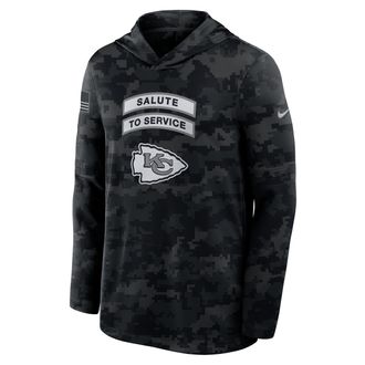 Nike Kansas City Chiefs Salute to Service Sideline Nike Mens Dri-FIT NFL Long-Sleeve Hooded Top in Black | 03B90ILOA2G-YUN