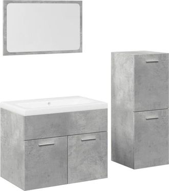 vidaXL Juego Muebles De Ba&ntilde;o 4 Pzas Madera Contrachapada Gris Hormig&oacute;n Vidaxl