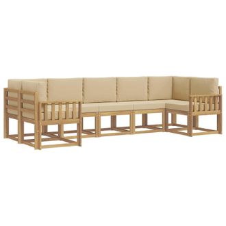 vidaXL Conjunto De Sof&aacute;s De Exterior Con Coj&iacute;n 7 Pcs Y Beige Vidaxl